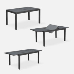 Sweeek - 6-Seater Extendable Aluminium Garden Table Set With Chairs Grey 210X90X75 Cm - Orlando - thumbnail 3