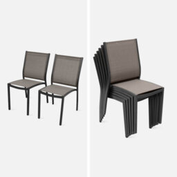 Sweeek - 6-Seater Extendable Aluminium Garden Table Set With Chairs Grey 210X90X75 Cm - Orlando - thumbnail 4