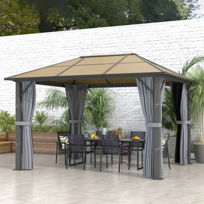 Outsunny 3 X 3.6M Hardtop Gazebo With Aluminium Frame And Curtains - image 1