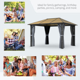 Outsunny 3 X 3.6M Hardtop Gazebo With Aluminium Frame And Curtains - thumbnail 7