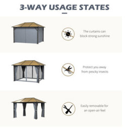 Outsunny 3 X 3.6M Hardtop Gazebo With Aluminium Frame And Curtains - thumbnail 6