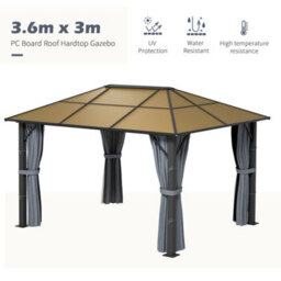 Outsunny 3 X 3.6M Hardtop Gazebo With Aluminium Frame And Curtains - thumbnail 4