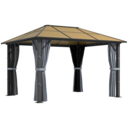 Outsunny 3 X 3.6M Hardtop Gazebo With Aluminium Frame And Curtains - thumbnail 2