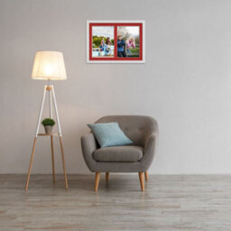 AK Frames 20X14 White Ash Modern Multi Photo Frame With Crimson Mount - Holds 2 Apertures (2X) A4 Photos - thumbnail 3