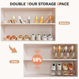 Taylor & Brown 10 Pack Clear Adjustable Shoe Slots, Space Saving Shoe Organiser, Anti-Slip Holder For Wardrobe Storage - thumbnail 5