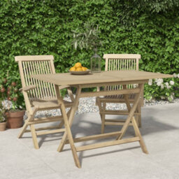Berkfield Folding Garden Table Grey 120X70X75 Cm Solid Wood Teak
