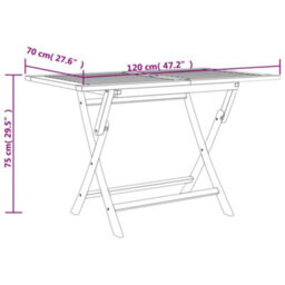Berkfield Folding Garden Table Grey 120X70X75 Cm Solid Wood Teak - thumbnail 8