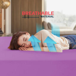 Ameha Plain Fitted Sheet 25Cm Deep Pocket- Breathable Wrinkle Resistant Microfiber Bed Sheet Easy Care Purple King (152X200Cm) - thumbnail 3