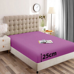 Ameha Plain Fitted Sheet 25Cm Deep Pocket- Breathable Wrinkle Resistant Microfiber Bed Sheet Easy Care Purple King (152X200Cm) - thumbnail 7