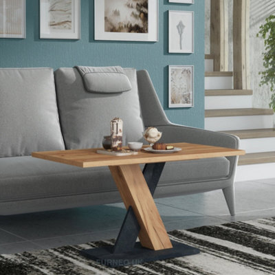 Furneo Coffee Side Table Oak & Concrete Effect Modern Living Room Furniture Enzo 02 - image 1