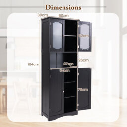 Costway 164 Cm Tall Bathroom Cabinet Freestanding Floor Cabinet-Black - thumbnail 2