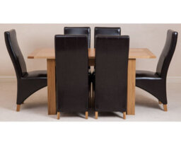 That's Furniture Hampton 120Cm - 160Cm Oak Extending Dining Table And 6 Chairs Dining Set With Lola Brown Leather Chairs - thumbnail 3