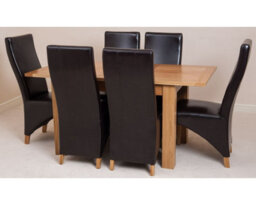 That's Furniture Hampton 120Cm - 160Cm Oak Extending Dining Table And 6 Chairs Dining Set With Lola Brown Leather Chairs - thumbnail 2