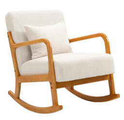Nordlys Solid Wood Rocking Chair With White Bouclé Countryside Style Living Room - thumbnail 2