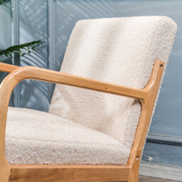 Nordlys Solid Wood Rocking Chair With White Bouclé Countryside Style Living Room - thumbnail 4