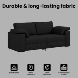 Vidaxl Sofa With Cushion Black 180 X 77 X 82 Cm Fabric - thumbnail 7