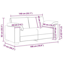 Vidaxl Sofa With Cushion Black 180 X 77 X 82 Cm Fabric - thumbnail 3