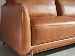 Angel Cerda Elegant Brown Leather 3-Seater Sofa For Modern Living Rooms - thumbnail 4