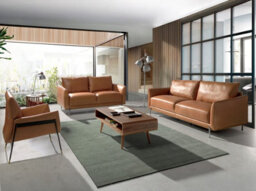 Angel Cerda Elegant Brown Leather 3-Seater Sofa For Modern Living Rooms - thumbnail 3