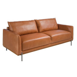 Angel Cerda Elegant Brown Leather 3-Seater Sofa For Modern Living Rooms - thumbnail 1