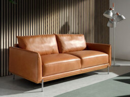 Angel Cerda Elegant Brown Leather 3-Seater Sofa For Modern Living Rooms - thumbnail 2