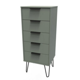 Osaka 5 Drawer Tall Bedside Cabinet In Reed Green (Ready Assembled) - thumbnail 3