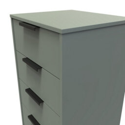 Osaka 5 Drawer Tall Bedside Cabinet In Reed Green (Ready Assembled) - thumbnail 4