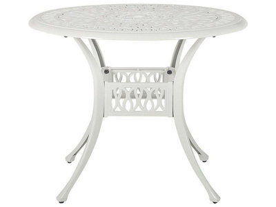 Beliani Round Garden Dining Table Off-White Aluminium 90 Cm - Vintage Finish - image 1