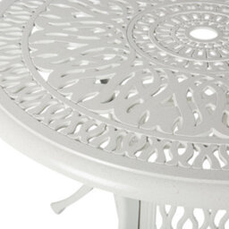 Beliani Round Garden Dining Table Off-White Aluminium 90 Cm - Vintage Finish - thumbnail 3