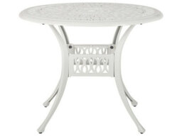 Beliani Round Garden Dining Table Off-White Aluminium 90 Cm - Vintage Finish - thumbnail 1