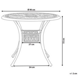 Beliani Round Garden Dining Table Off-White Aluminium 90 Cm - Vintage Finish - thumbnail 4