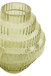 Orsina Tiered Small Green Glass Vase, Eye Catching Layered Modern Vase, Ribbed Glass Vase, Decorative Vase - thumbnail 4