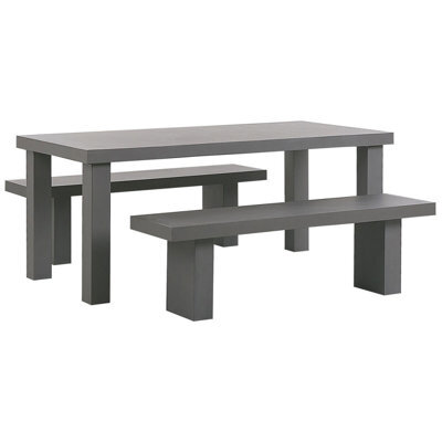Beliani Garden Dining Set With Benches 4 Seater Taranto Concrete Grey - image 1