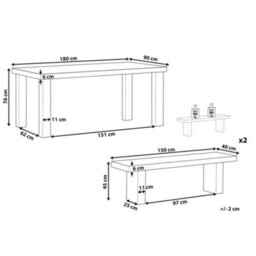 Beliani Garden Dining Set With Benches 4 Seater Taranto Concrete Grey - thumbnail 3