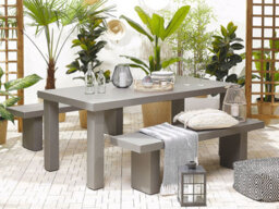 Beliani Garden Dining Set With Benches 4 Seater Taranto Concrete Grey - thumbnail 2