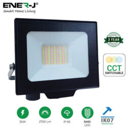 Ener-J 30W Led Floodlight Cct Switchable Ip65 Weatherproof Black 2700 Lumens 240V - thumbnail 4