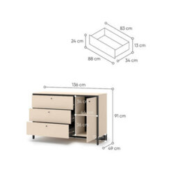Arte Sophisticated Enna 4 Chest Of Drawers 1360mm X 910mm X 490mm - Luxurious Storage Solution - thumbnail 3