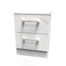 Cornwall 2 Drawer Compact Bedside Cabinet In Marble (Ready Assembled) - thumbnail 4