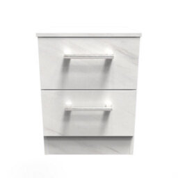 Cornwall 2 Drawer Compact Bedside Cabinet In Marble (Ready Assembled) - thumbnail 2