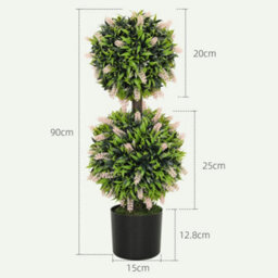 Homcom Set Of 2 Potted Artificial Plants With Lavender Flowers, Pink - thumbnail 3