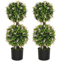 Homcom Set Of 2 Potted Artificial Plants With Lavender Flowers, Pink - thumbnail 2
