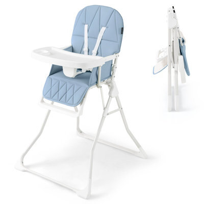 Costway Foldable High Chair Portable Baby Feeding Chair-Blue