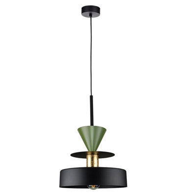 Luminosa Lighting Luminosa Valia Dome Pendant Ceiling Light Black, Gold, Green 1X E27 - image 1