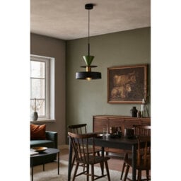 Luminosa Lighting Luminosa Valia Dome Pendant Ceiling Light Black, Gold, Green 1X E27 - thumbnail 2