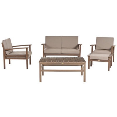 Beliani Garden Lounge Set With Table 4 Seater Manila Acacia Wood Dark Brown - image 1