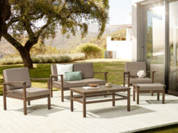 Beliani Garden Lounge Set With Table 4 Seater Manila Acacia Wood Dark Brown - thumbnail 2
