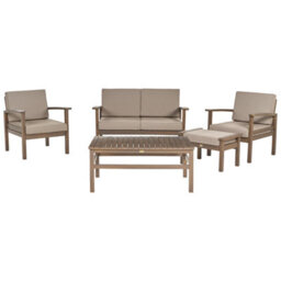Beliani Garden Lounge Set With Table 4 Seater Manila Acacia Wood Dark Brown - thumbnail 4