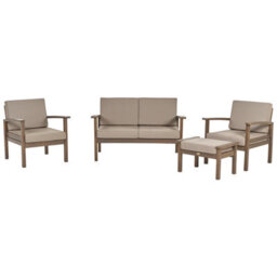 Beliani Garden Lounge Set With Table 4 Seater Manila Acacia Wood Dark Brown - thumbnail 5