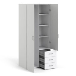 Furniture To Go Space Wardrobe With 2 Doors + 3 Drawers White 1750 (W) 77.6 X  (H) 175.4 X  (D) 49.4Cm - thumbnail 5