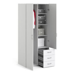 Furniture To Go Space Wardrobe With 2 Doors + 3 Drawers White 1750 (W) 77.6 X  (H) 175.4 X  (D) 49.4Cm - thumbnail 6